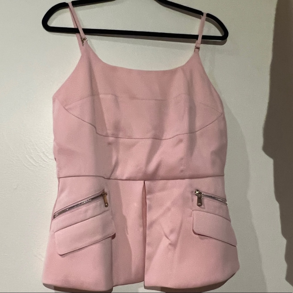 NWT Gracia Pink Zip-up Cami Blouse - Womens large